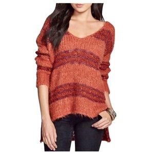 Free People Oversized Red/Purple Knit Sweater
